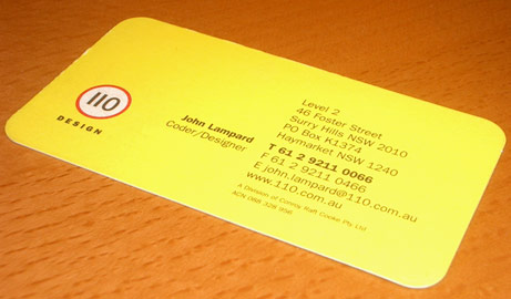 110 Design business card circa 2000
