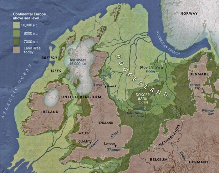 Doggerland, map by National Geographic Magazine staff
